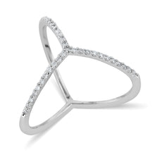 Load image into Gallery viewer, Andante Simulated Diamond Tri-Way Band Ring in Silvertone Size 7
