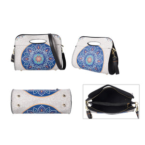 Ethnic Pattern Collection WhiteCrossbody Bag with Shoulder Strap