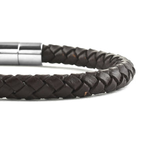 Set of 2 Multi Gemstone Stretch Beaded Bracelet and Brown Leather Bracelet