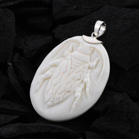 BALI Unisex Hand Carved Bone Beetle Pendant