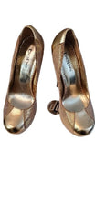 Load image into Gallery viewer, Sexy BeBe Glitter Sparkle Stiletto Heel Rose Gold Platforms Party Pumps
