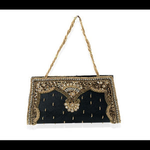 Beaded Black and Gold Evening Bag