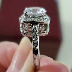 Princess Cut Pavé Style Halo Engagement Ring Size 5.5