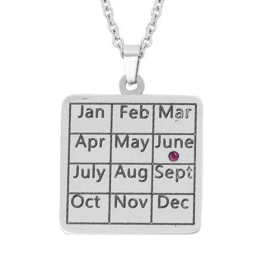 June Engraved Birthstone Necklace