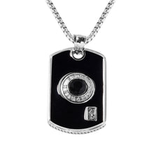 Load image into Gallery viewer, Black Agate Enameled Men&#39;s Pendant Necklace in Stainless Steel - 1.80 CTW
