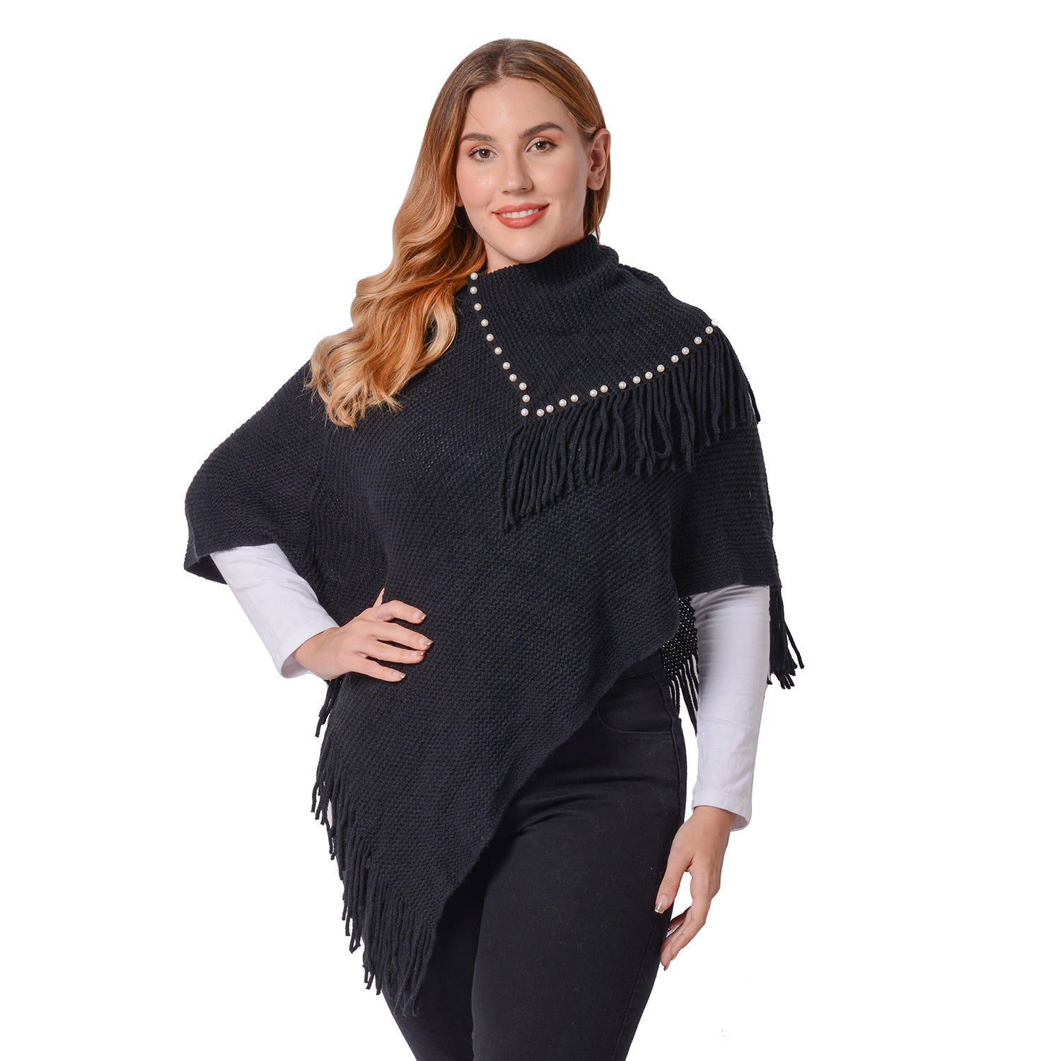 Super Soft  Pearled Poncho One Size, 3 Colors