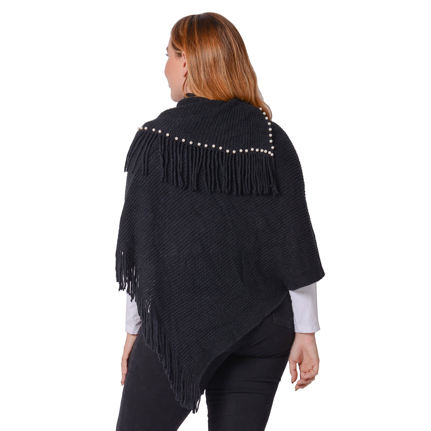 Super Soft  Pearled Poncho One Size, 3 Colors