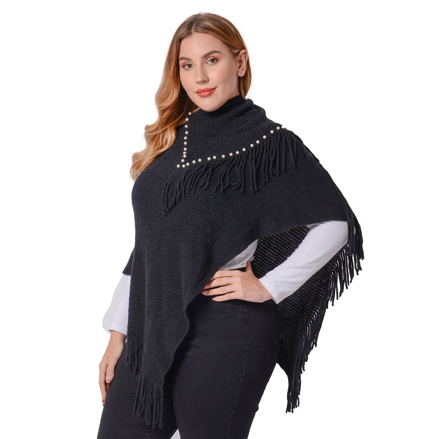 Super Soft  Pearled Poncho One Size, 3 Colors