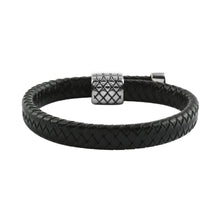 Load image into Gallery viewer, Men&#39;s Black Leather Braided Bracelet
