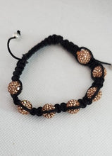 Load image into Gallery viewer, Black and Gold Crystal Bead Shamballa Bracelet
