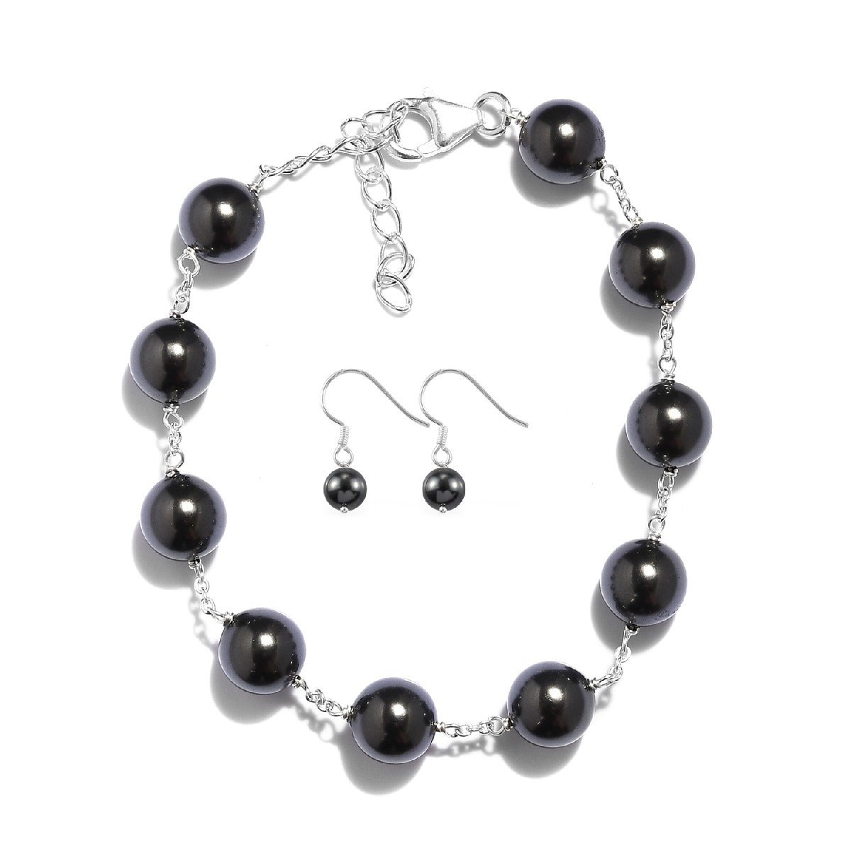 Classic Black Pearl Crystal Station Bracelet