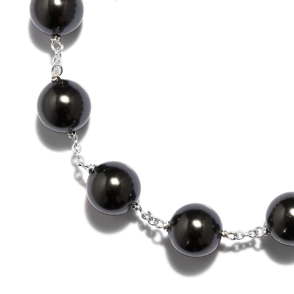 Classic Black Pearl Crystal Station Bracelet