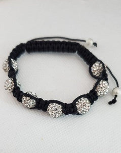 Black and Silver Crystal Bead Shamballa Bracelet