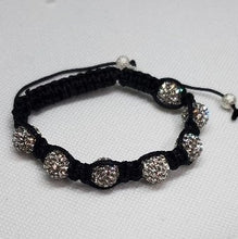 Load image into Gallery viewer, Black and Silver Crystal Bead Shamballa Bracelet
