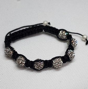 Black and Silver Crystal Bead Shamballa Bracelet