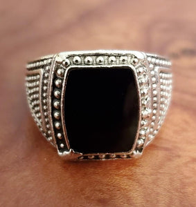 Black Onyx on 925 Silver Ring Whimsicalia 