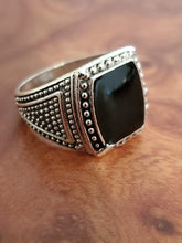 Load image into Gallery viewer, Black Onyx on 925 Silver Ring Whimsicalia 8,9,10 
