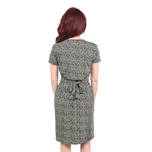 Black and Camel Color Animal Print Dress