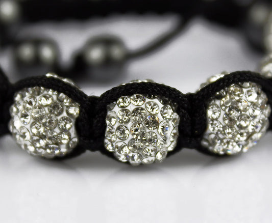 Black and Silver Crystal Bead Shamballa Bracelet