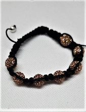 Load image into Gallery viewer, Black and Gold Crystal Bead Shamballa Bracelet
