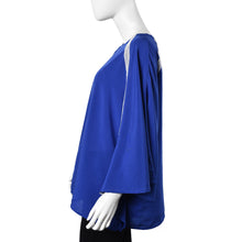 Load image into Gallery viewer, Blue Blouse with Lace Trim100% Viscose,
