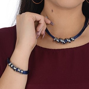 Faux Leather Necklace and Twisted Bracelet