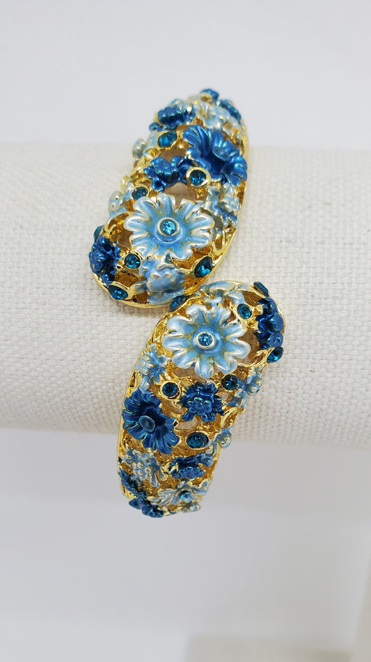 Blue Hand Painted Crystal Enameled Bracelet