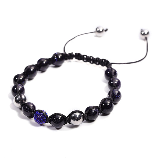 Blue Sandstone, Blue Austrian Crystal Shamballa Bracelet