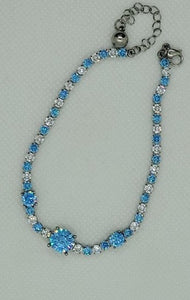 Simulated Topaz or Emerald Diamond Bracelet 7.5"