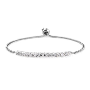 Bolo Bracelet in Sterling Silver Made with White Crystal from Swarovski
