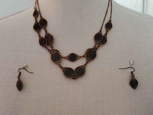 Bronze Necklace and Earrings