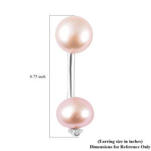 Pink Freshwater Cultured Pearl Dual Stud Pearl Earrings