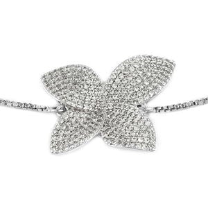 Simulated Diamond Floral Adjustable Bolo Bracelet