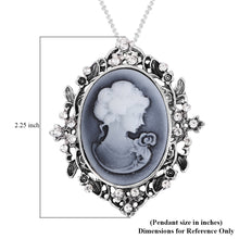 Load image into Gallery viewer, Blue Gray Cameo Necklace/Pin
