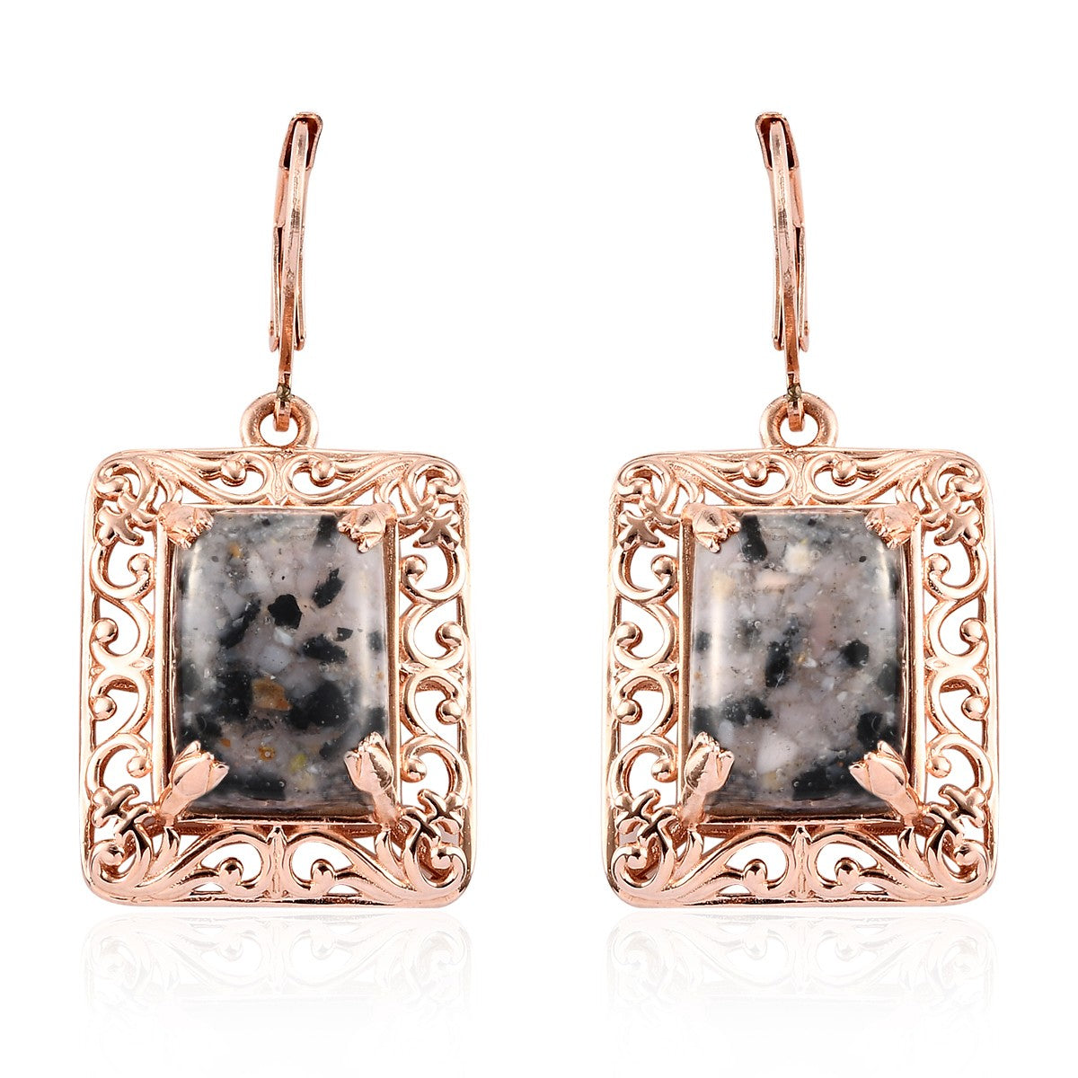 Vintage Inspired Peruvian Pink Opal 14K Rose Gold Earrings