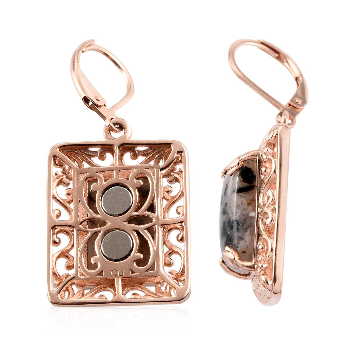 Vintage Inspired Peruvian Pink Opal 14K Rose Gold Earrings