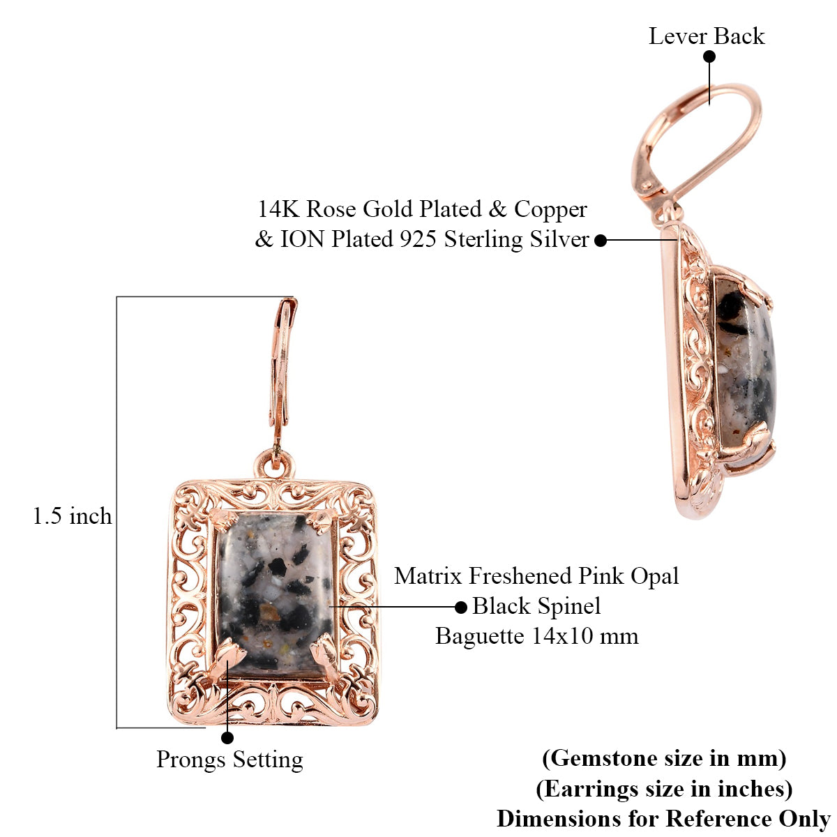 Vintage Inspired Peruvian Pink Opal 14K Rose Gold Earrings