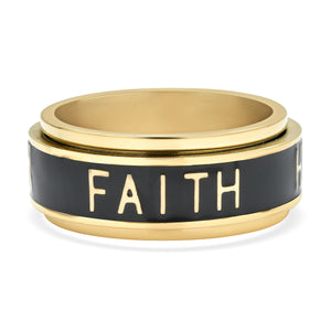 Love Faith Hope Spinner Fidget Shungnite Ring c