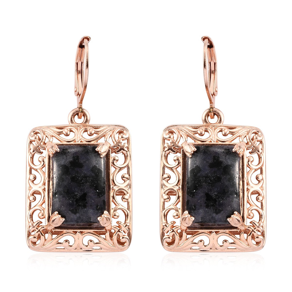 Constituted Tanzanite & Thai Black Spinel 14k Rose Gold Earrings