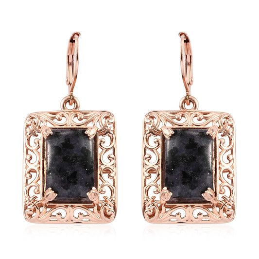 Constituted Tanzanite & Thai Black Spinel 14k Rose Gold Earrings