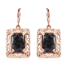 Load image into Gallery viewer, Constituted Tanzanite &amp; Thai Black Spinel 14k Rose Gold Earrings

