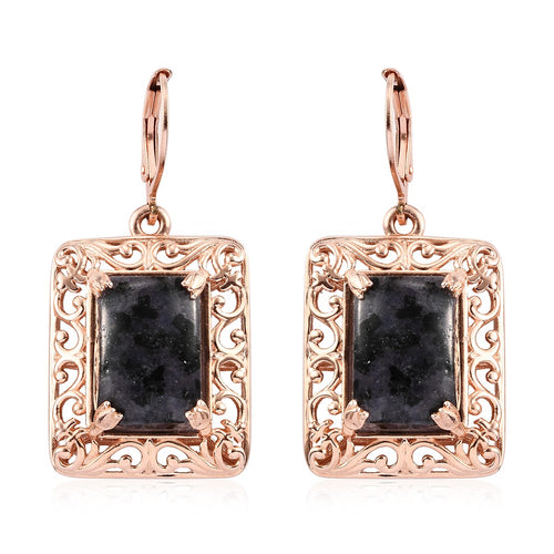 Constituted Tanzanite & Thai Black Spinel 14k Rose Gold Earrings