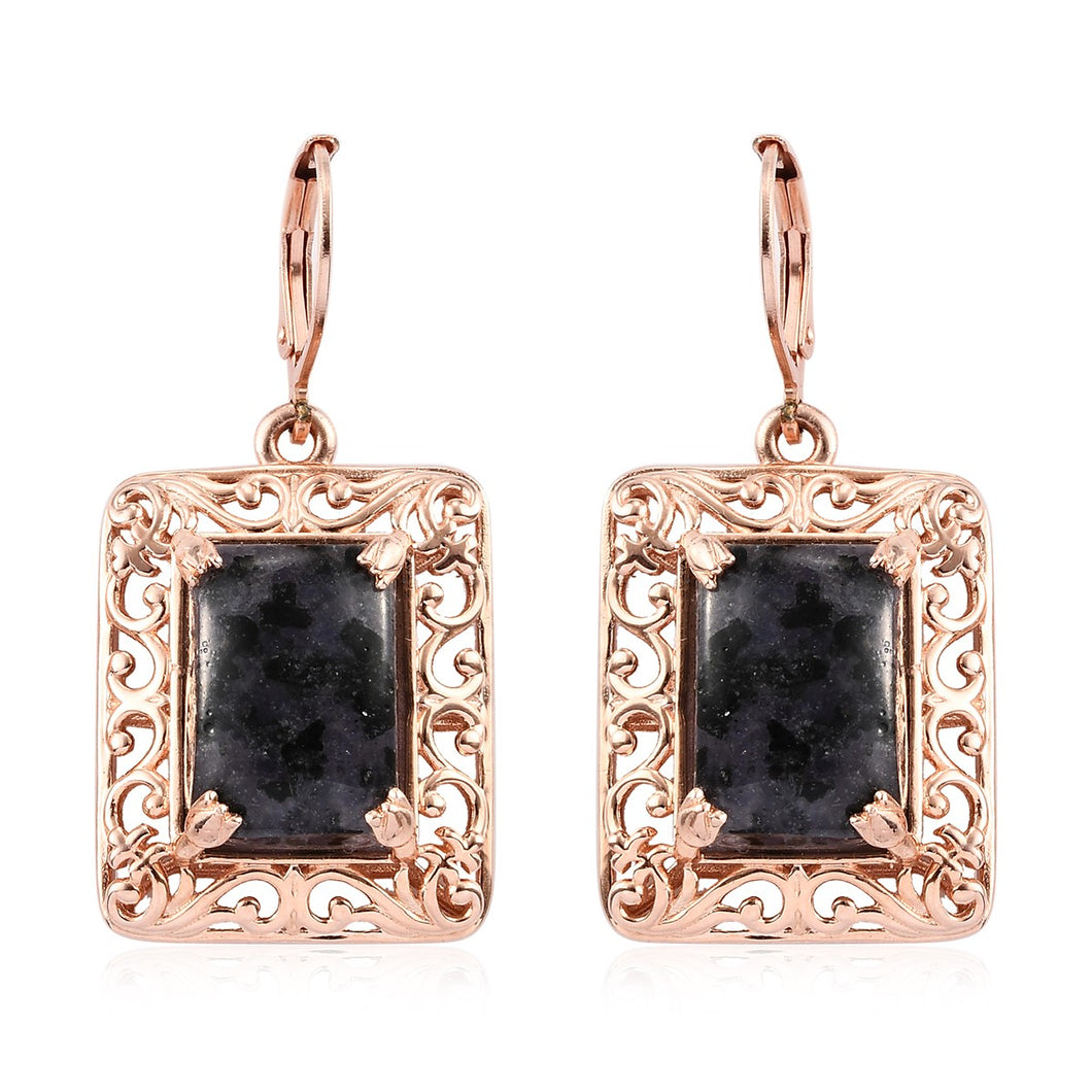 Constituted Tanzanite & Thai Black Spinel 14k Rose Gold Earrings