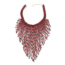 Load image into Gallery viewer, American Native Coral Glass Seed Beaded Necklace
