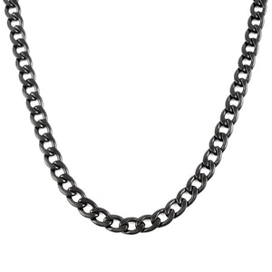 Curb Necklace 24 Inches in ION Plated Black Stainless Steel