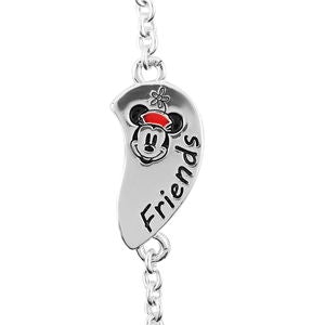 Disney Mickey and Minnie Mouse Best Friend Heart Bracelet Set in Silvertone