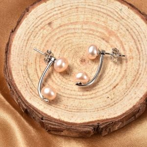 Pink Freshwater Cultured Pearl Dual Stud Pearl Earrings