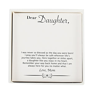 Dear Daughter Gift Box with Aqua and White Diamond Heart Pendant