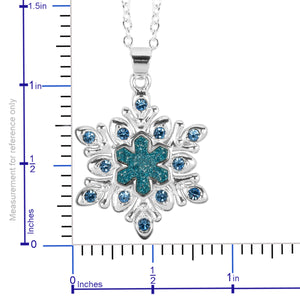 Necklace, Authentic Disney Frozen Light Blue Austrian Crystal and Aqua Glitter Enamel Snowflake Pendant Necklace