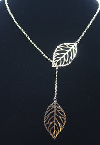 Double Leaf Drop Necklace